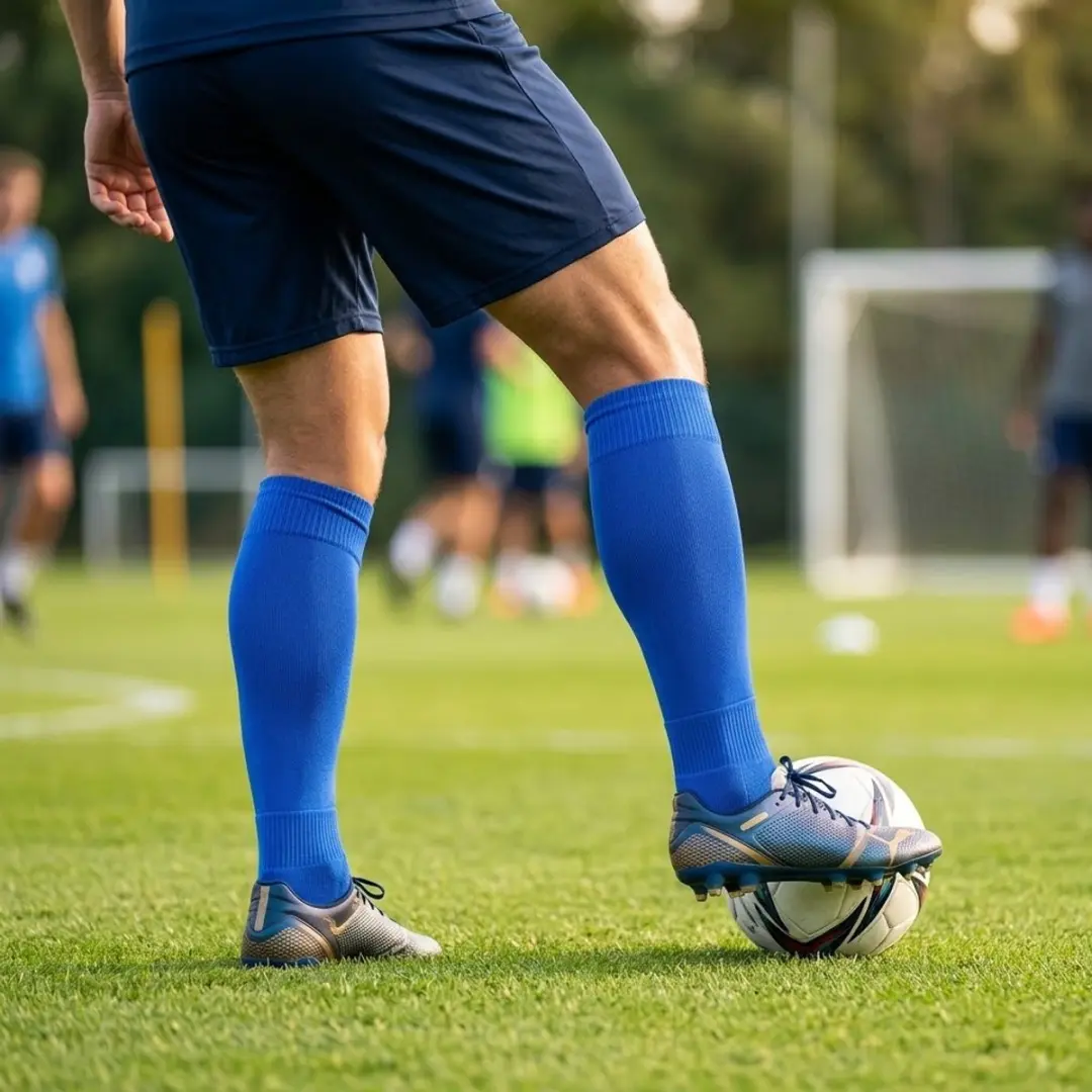 NuveX Compressie Voetbalsokken Blauw M - afbeelding 3 van 6