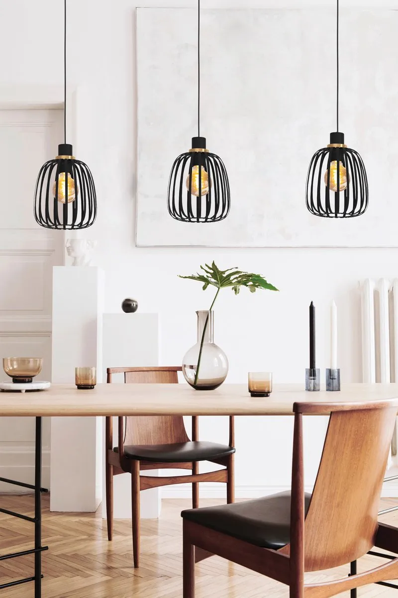 Eglo Pocicas Hanglamp 106cm - 3 Lichtpunten - Zwart/Goud