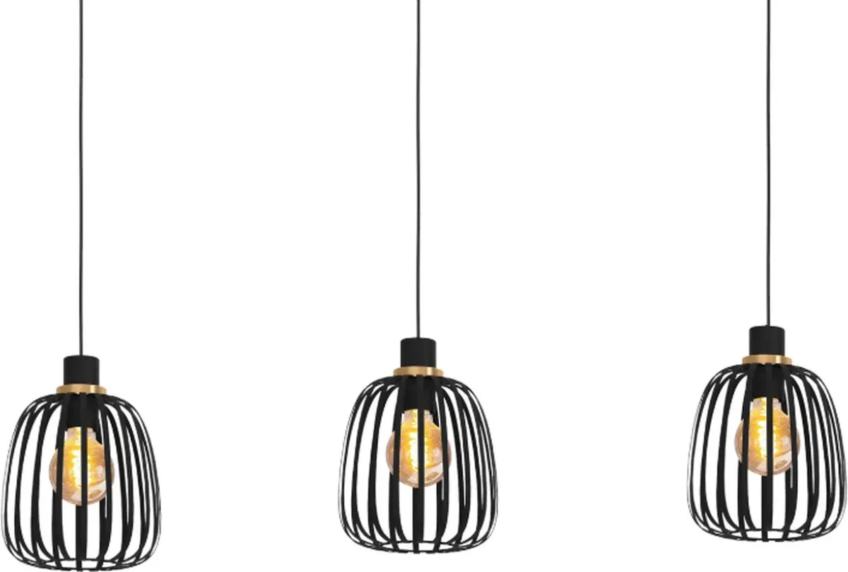 Eglo Pocicas Hanglamp 106cm - 3 Lichtpunten - Zwart/Goud