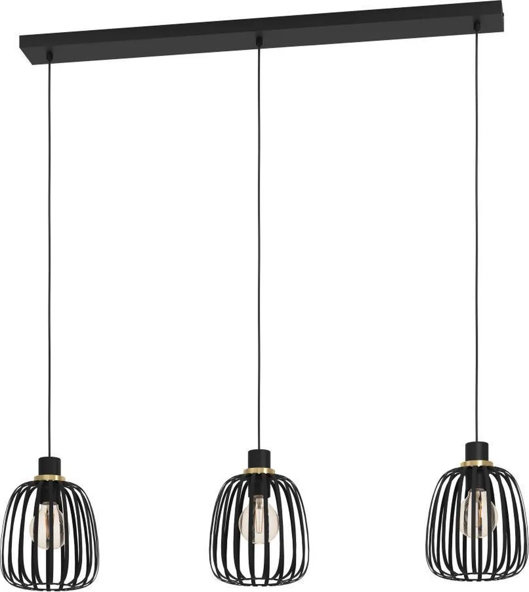 Eglo Pocicas Hanglamp 106cm - 3 Lichtpunten - Zwart/Goud