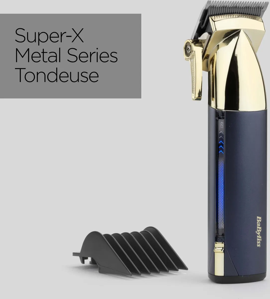 BaByliss Super-X Tondeuse E992E - 180 min Draadloos - Blauw/Goud