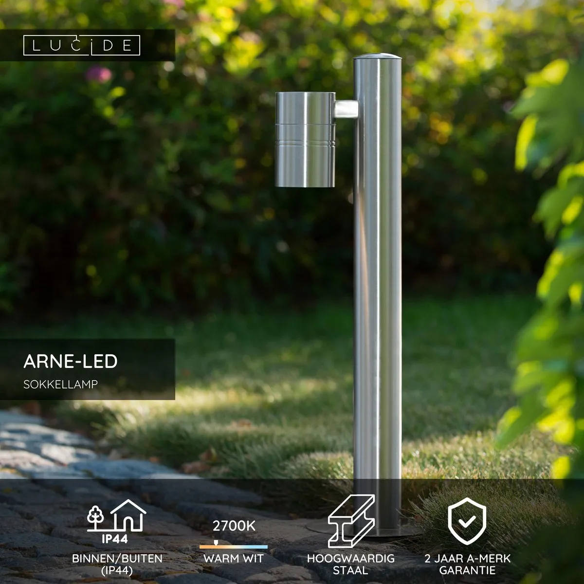 Lucide Arne LED Sokkellamp GU10 5W - Mat chroom