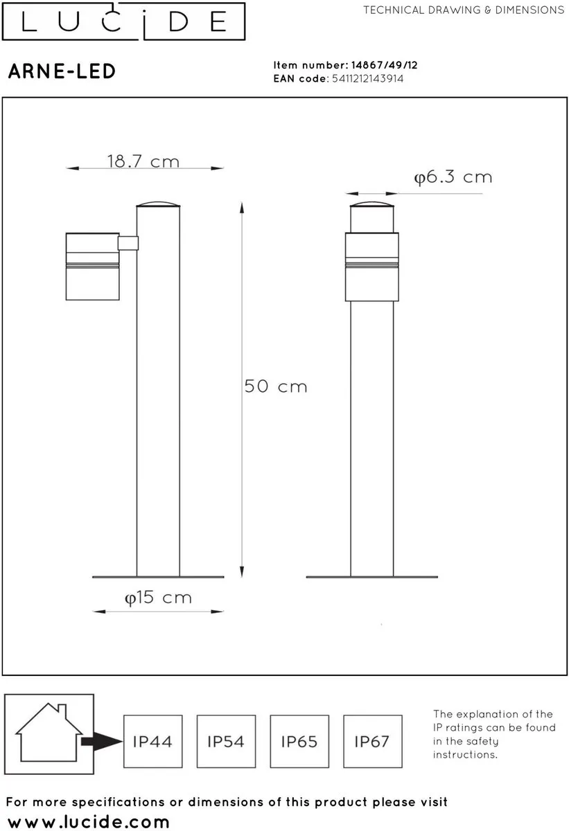 Lucide Arne LED Sokkellamp GU10 5W - Mat chroom - afbeelding 6 van 6