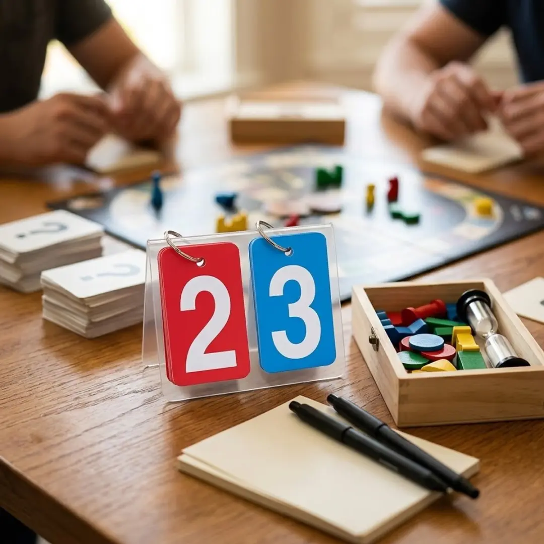 NUVEX Draagbaar Mini Scorebord Flipkaarten - Rood/Blauw