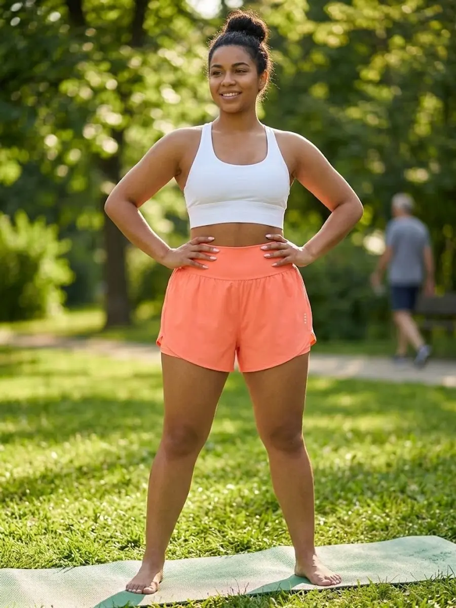 NUVEX Dames Sport Shorts Hoge Taille - Maat L - Oranje Rood