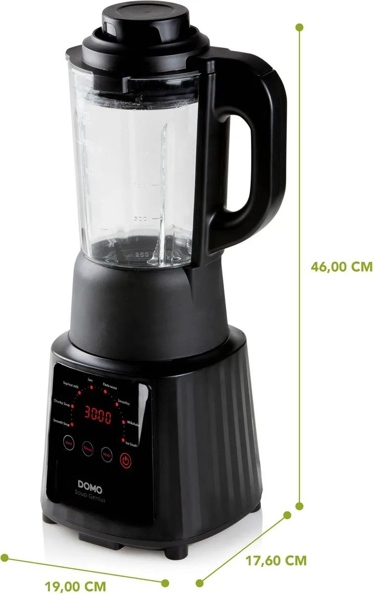 Domo DO726BL Soepmaker 'Soup Genius' - 900W - 1,2L - 8 Programma's - Zwart - afbeelding 6 van 6