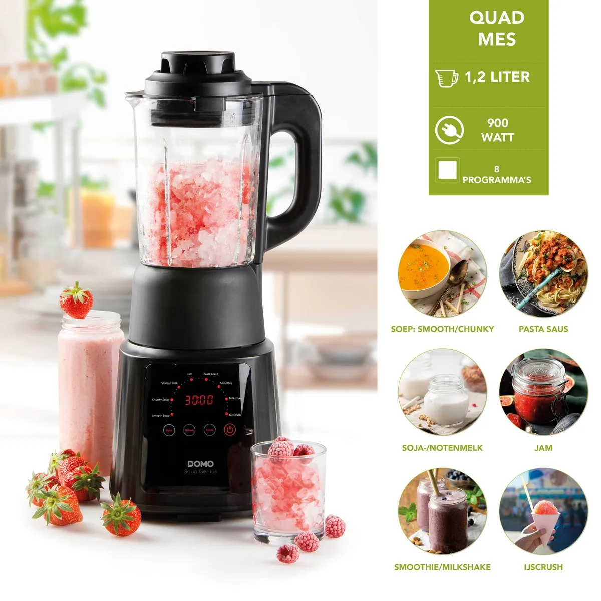 Domo DO726BL Soepmaker 'Soup Genius' - 900W - 1,2L - 8 Programma's - Zwart