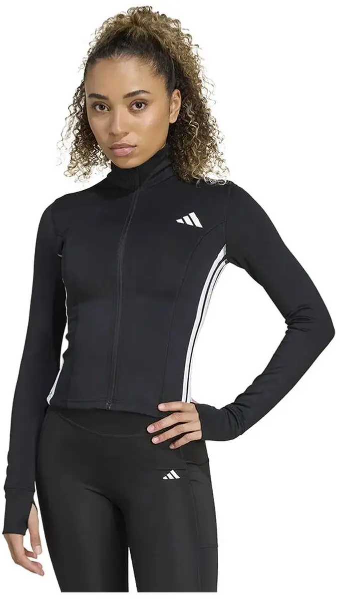 Adidas Workout Essentials Zip Through 3 Stripes Sweatshirt