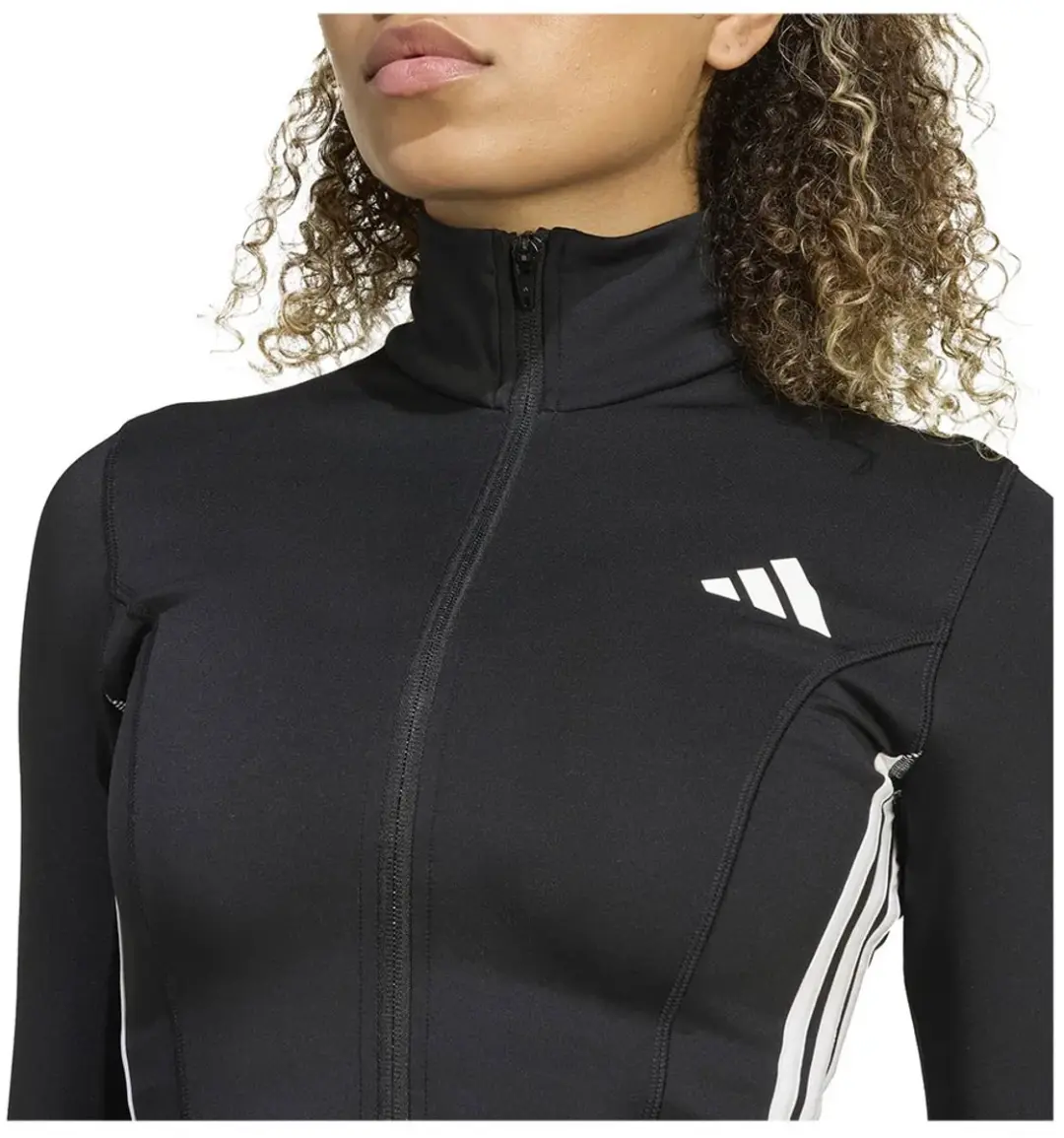 Adidas Workout Essentials Zip Through 3 Stripes Sweatshirt - Zwart 2XL