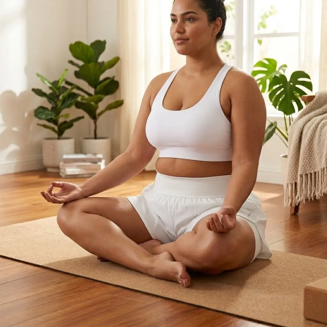 NuveX Wit Yoga Shorts Hoge Taille - Maat L