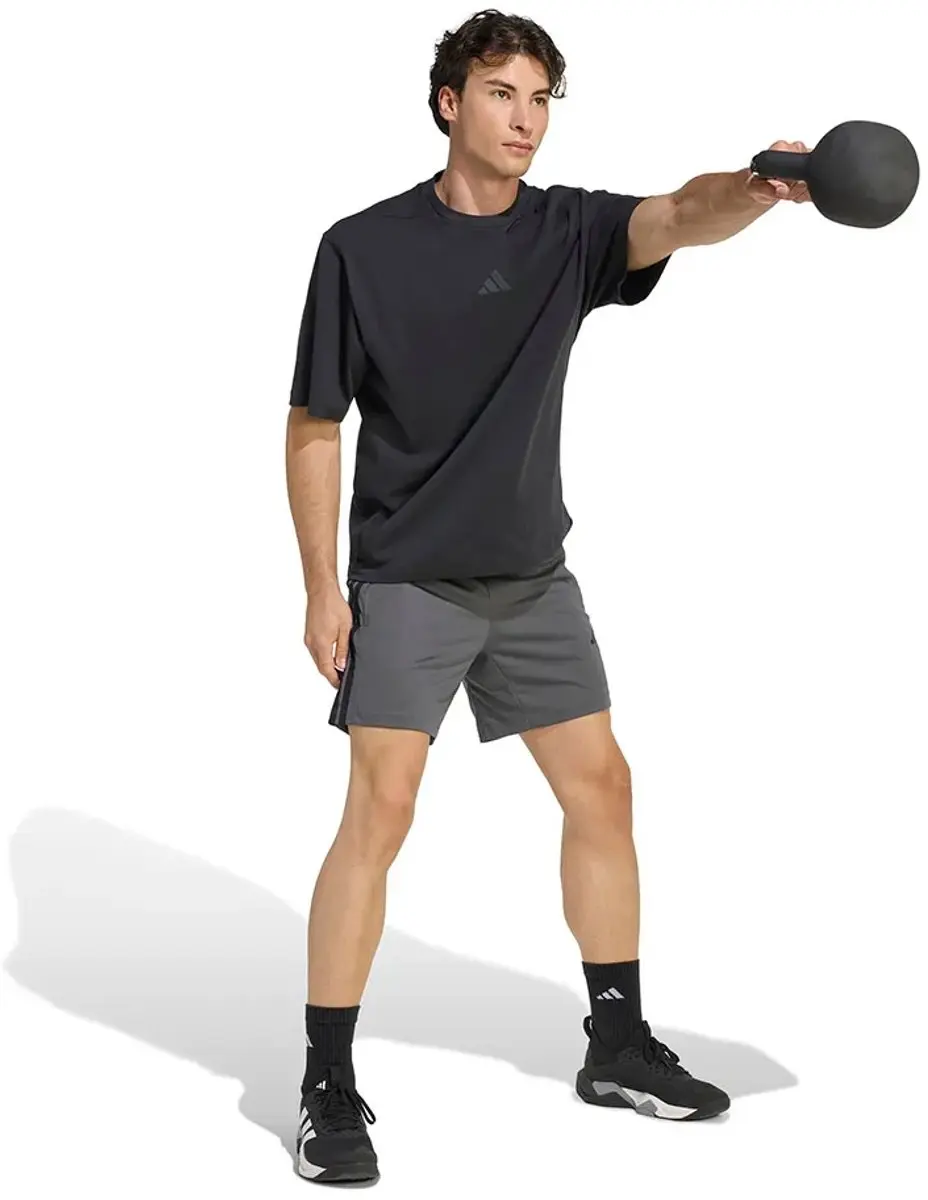 Adidas Workout Essentials Base 3 Stripes Korte Broek - Grijs S