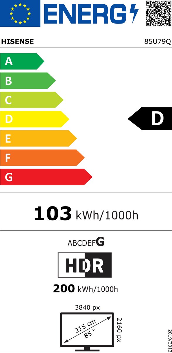 Hisense U7Q 85U79Q tv 2,16 m (85") 4K Ultra HD Smart TV Wifi Zwart, Grijs