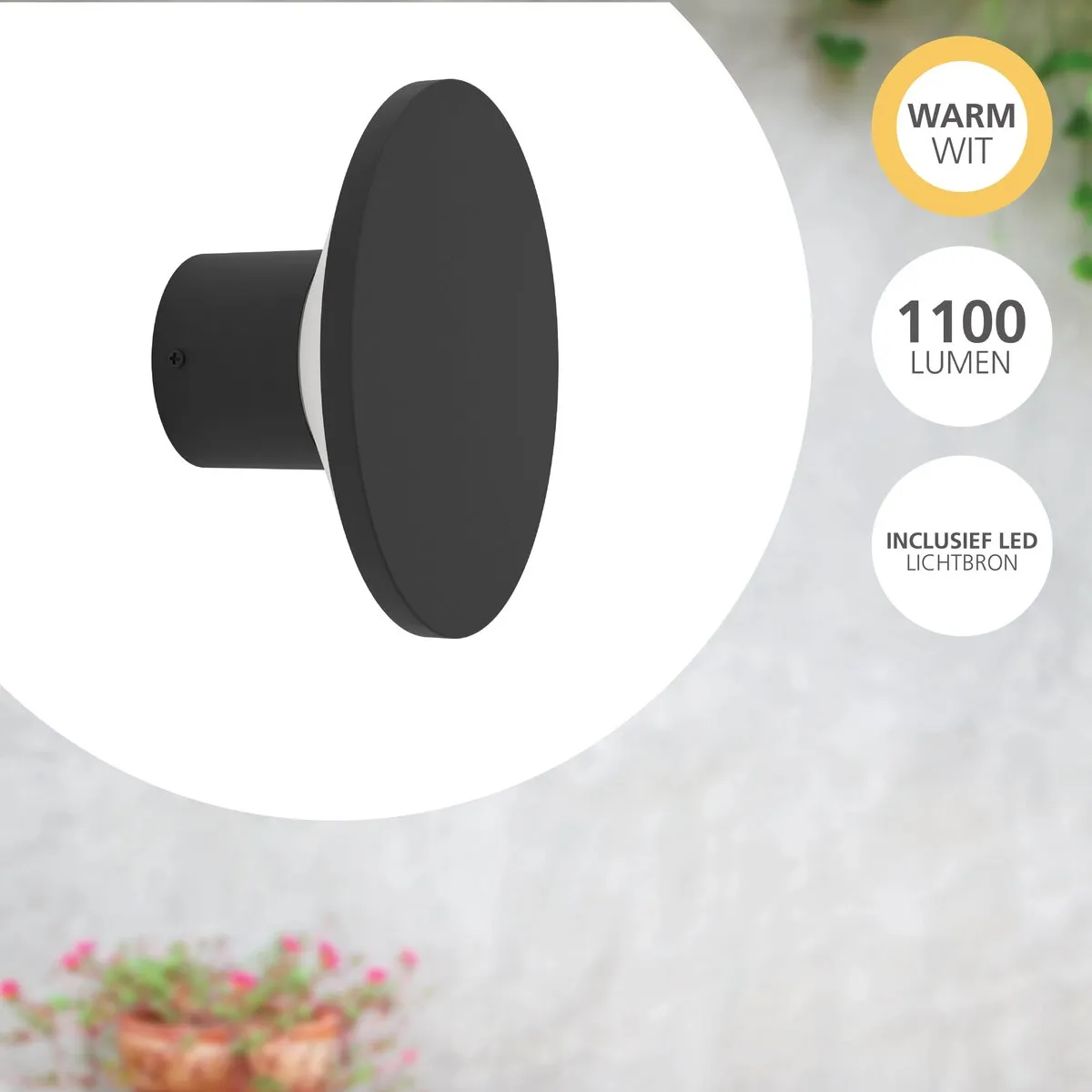 Eglo Rigosa Wandlamp Buiten LED Ø18.5cm - Zwart/Wit