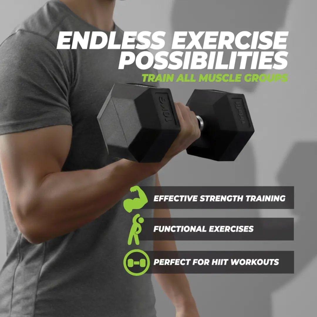 VirtuFit Hexa Dumbbell Pro Set 2x12,5kg - Zwart/Zilver