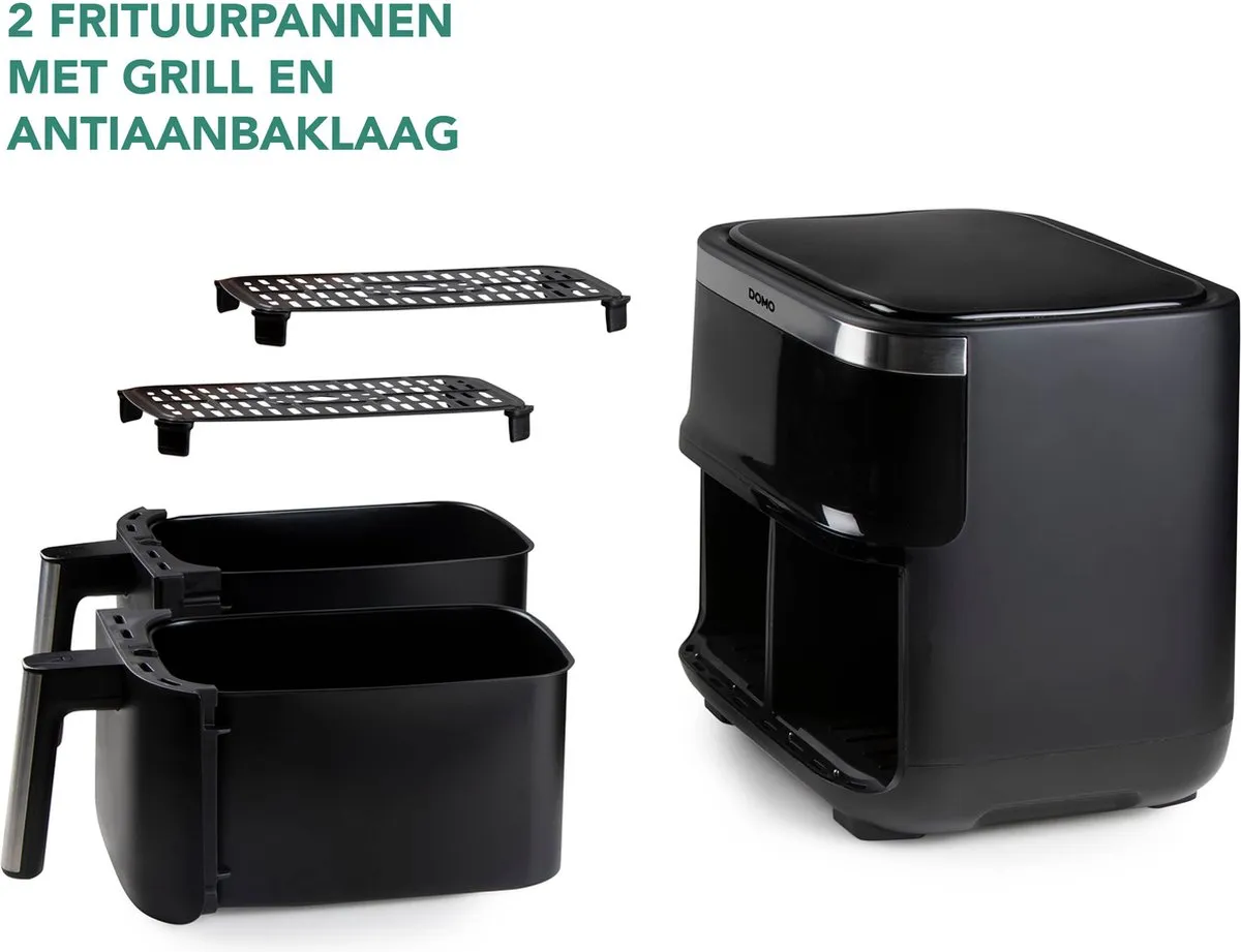 Domo DO537FR Airfryer XXL 2850W - 2x4L Zwart
