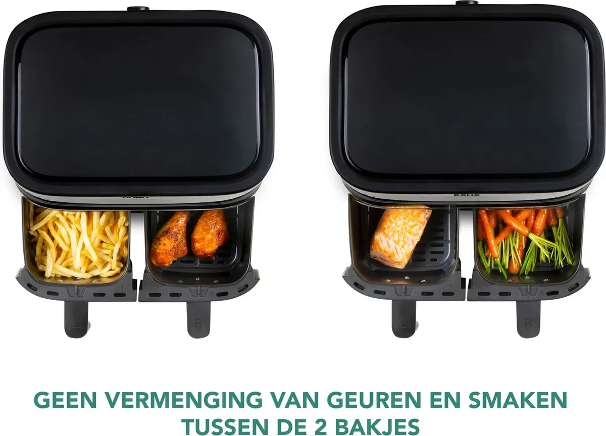Domo DO537FR Airfryer XXL 2850W - 2x4L Zwart