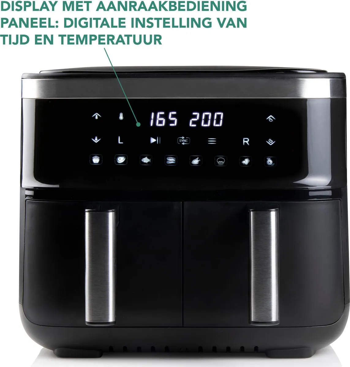 Domo DO537FR Airfryer XXL 2850W - 2x4L Zwart - afbeelding 6 van 6