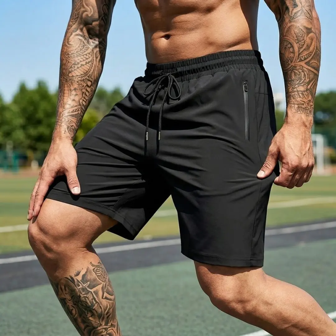 NUVEX Heren Sportshorts M Zwart - Elastisch & Ritszak