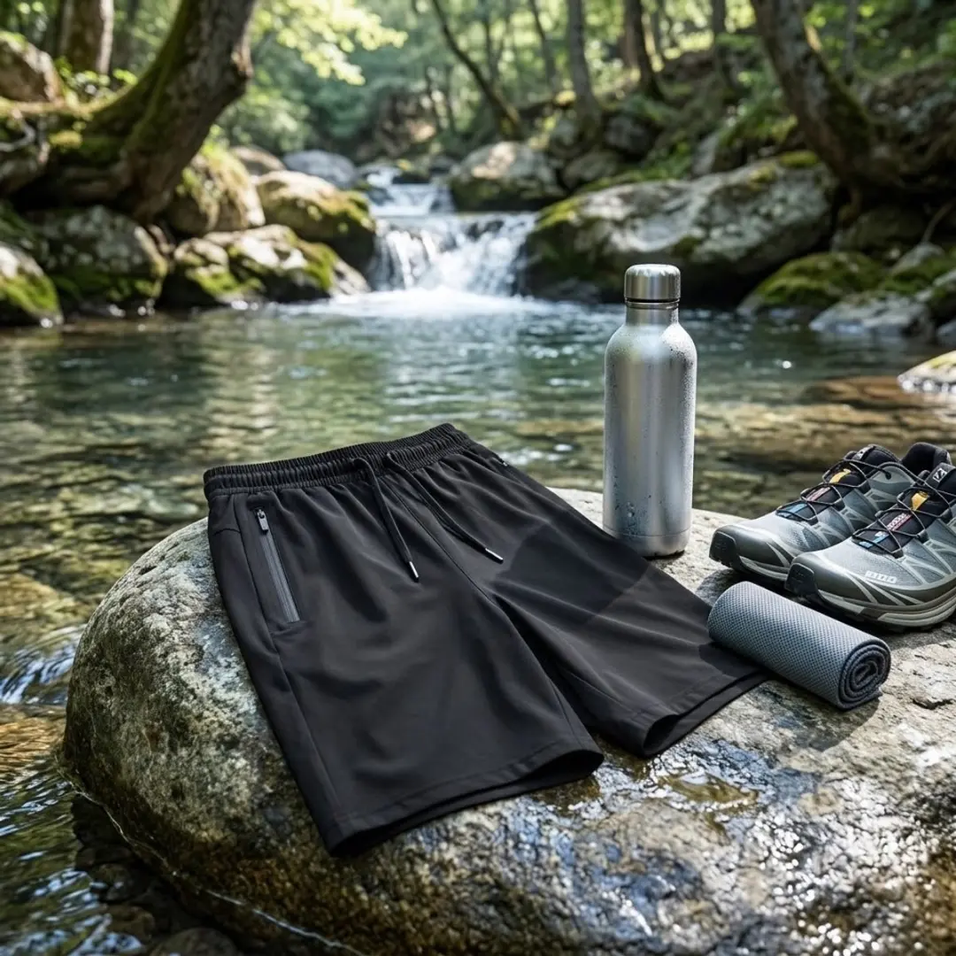 NUVEX Heren Sportshorts M Zwart - Elastisch & Ritszak