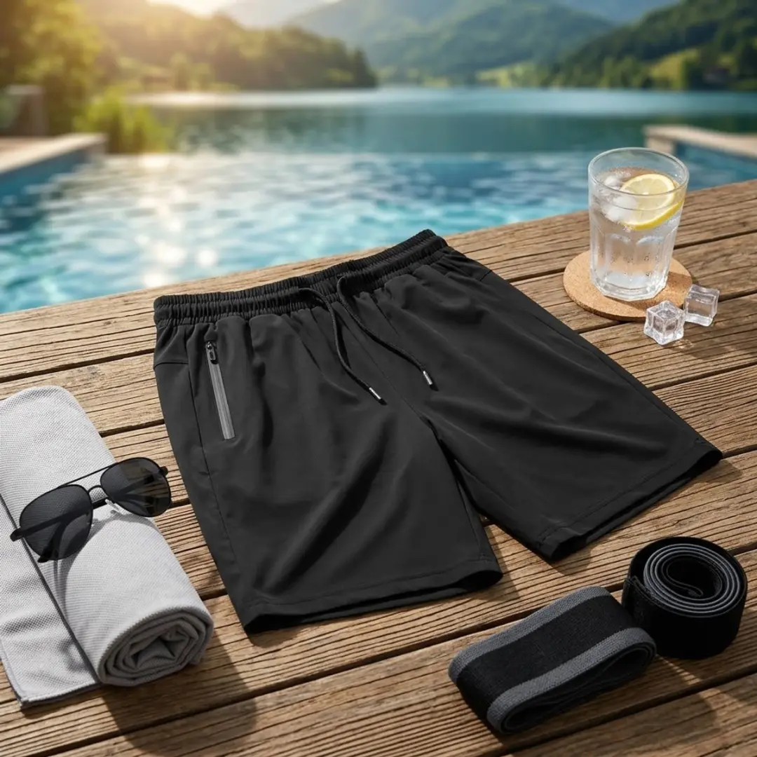 NUVEX Heren Sportshorts M Zwart - Elastisch & Ritszak