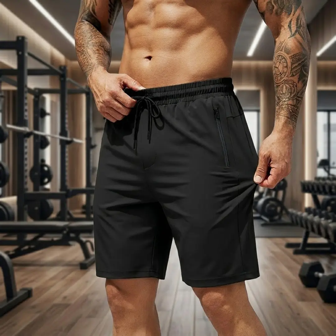 NUVEX Heren Sportshorts M Zwart - Elastisch & Ritszak