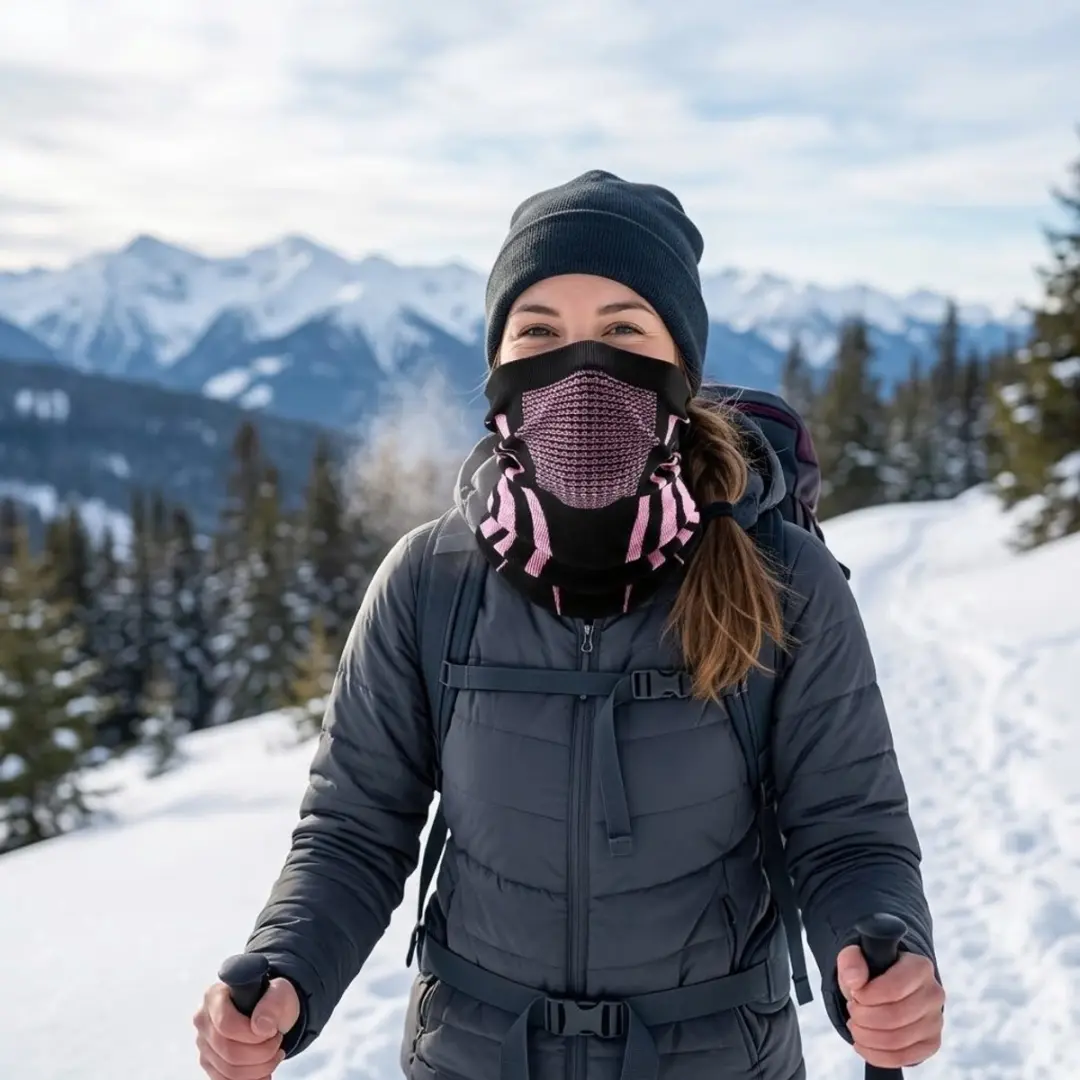 NuveX Nekwarmer Zwart Roze - One Size