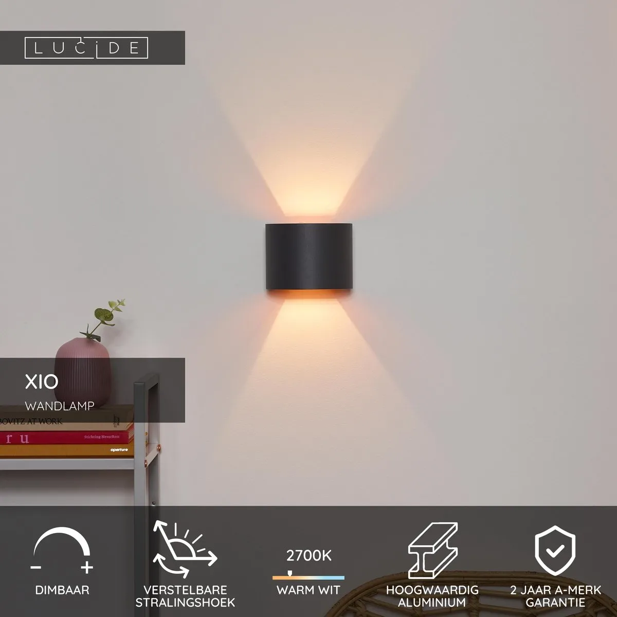 Lucide XIO Wandlamp LED Dimbaar G9 2700K - Grijs