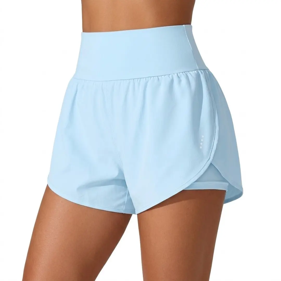 NuveX Lichtblauw Dames Sport Shorts Hoge Taille