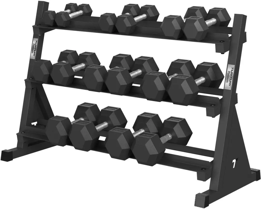 Tunturi Platinum Hexa Rubbelsets 8-delig 2,5-20kg - Zwart