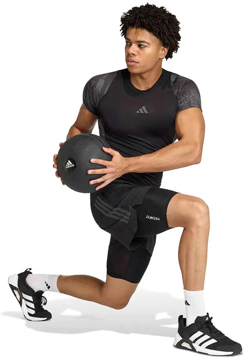 Adidas Techfit AOP T-shirt - Zwart/Grijs L