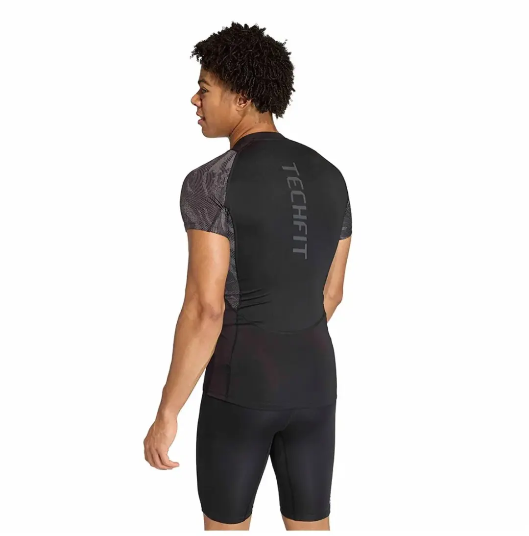 Adidas Techfit AOP T-shirt - Zwart/Grijs L