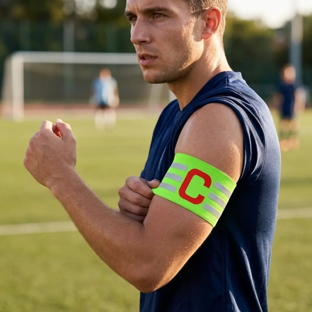NUVEX Aanvoerdersband Voetbal - Groene - Reflecterend - Met C