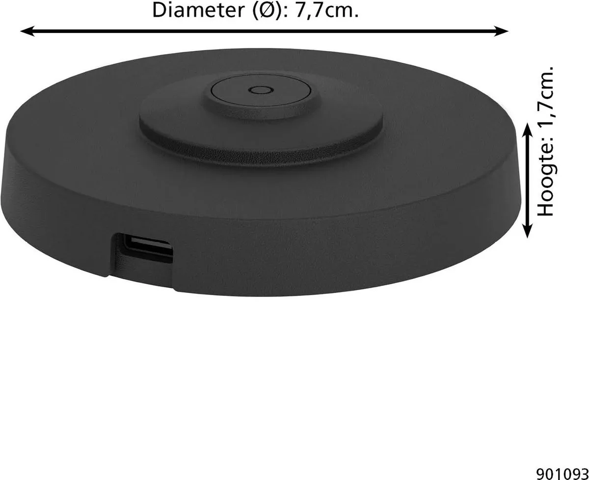 Eglo Oplaadstation voor Tafellamp - Ø7,7cm - Zwart