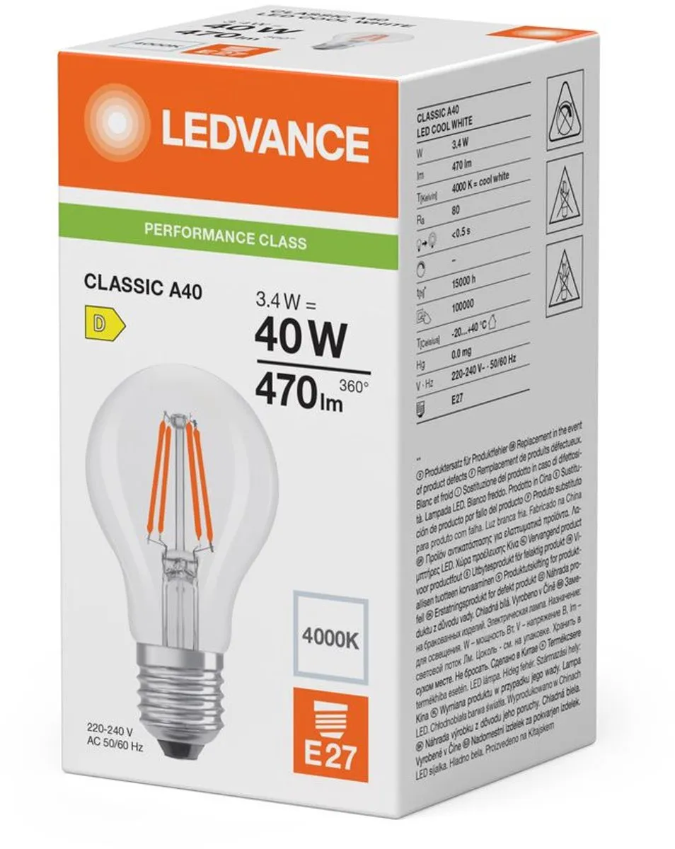 LEDVANCE Classic A60 E27 3.4W 470lm - Mat Glas - afbeelding 6 van 6