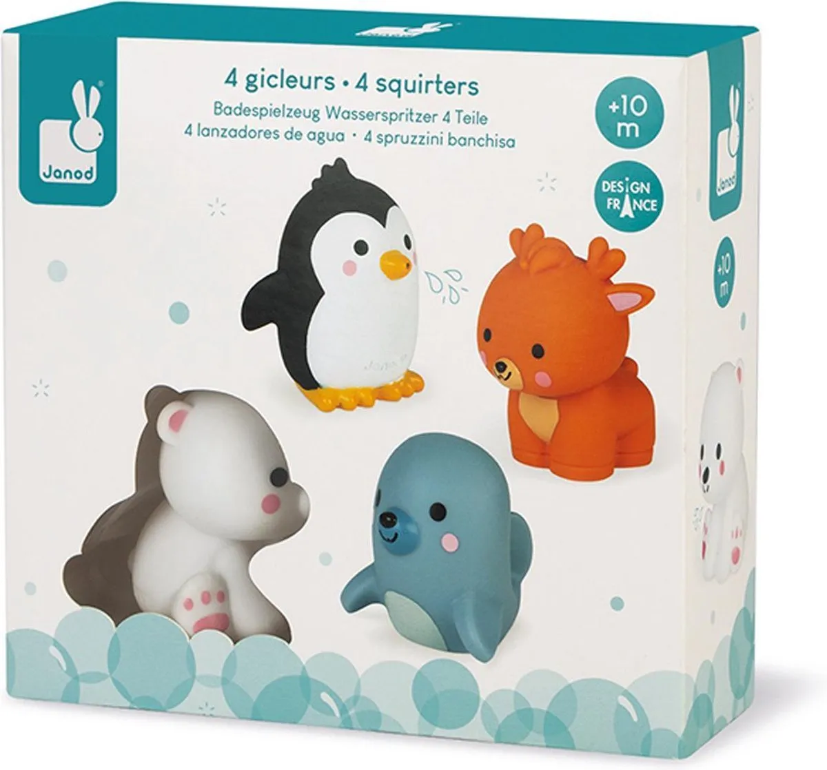 Janod Badspeelgoed Spuitfiguur Pooldieren 11.4704 - 4 Dieren - Multikleur