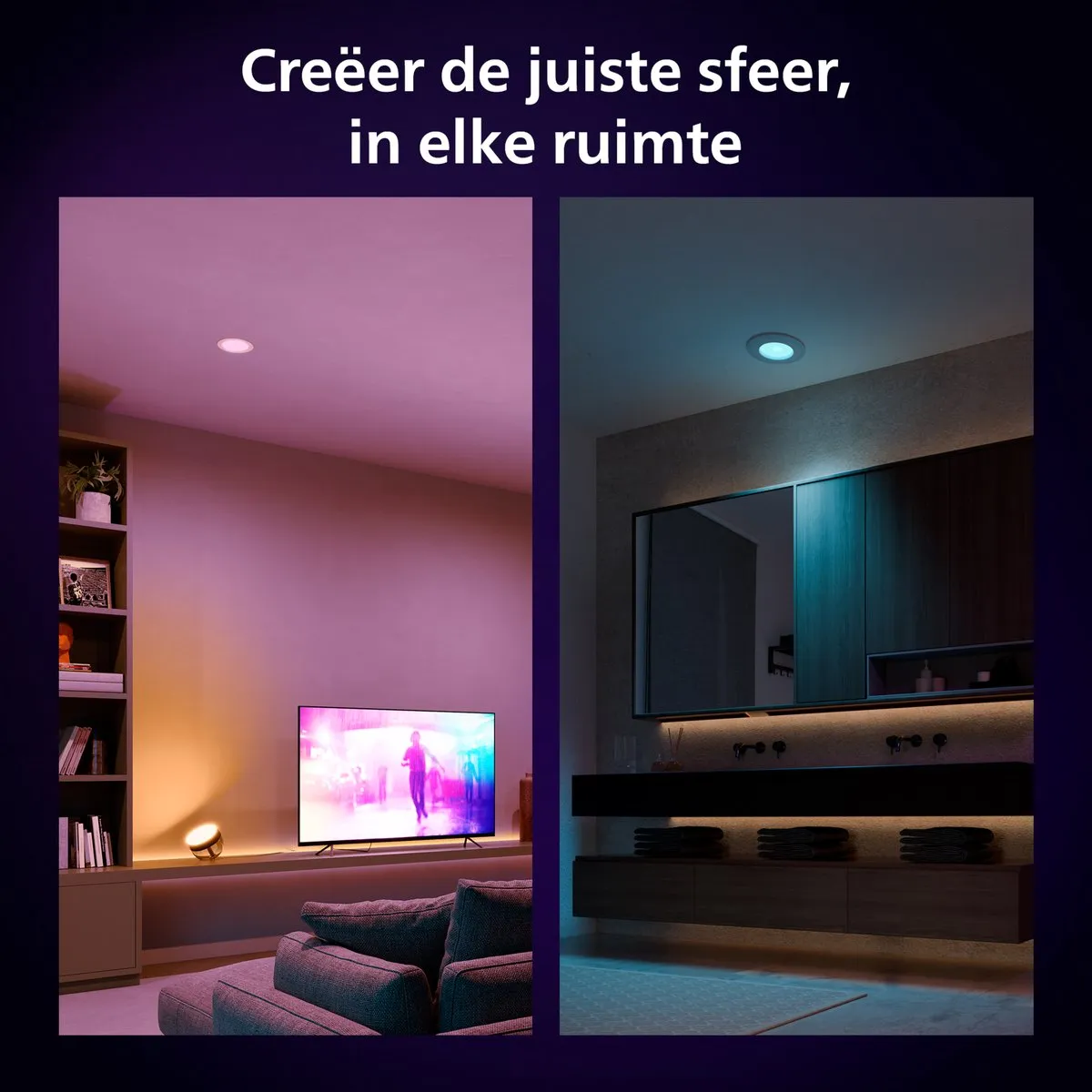Philips Hue Inbouwspot Slim 170mm - Zwart - RGB - afbeelding 6 van 6