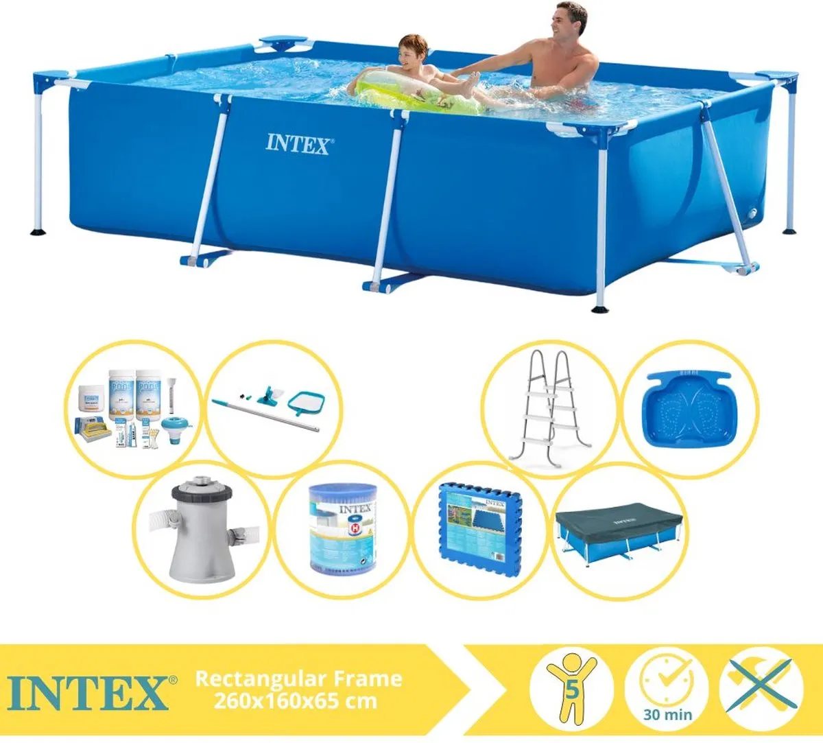 Intex 28271NP Opzetzwembad 260x160x65cm - Blauw - afbeelding 2 van 6