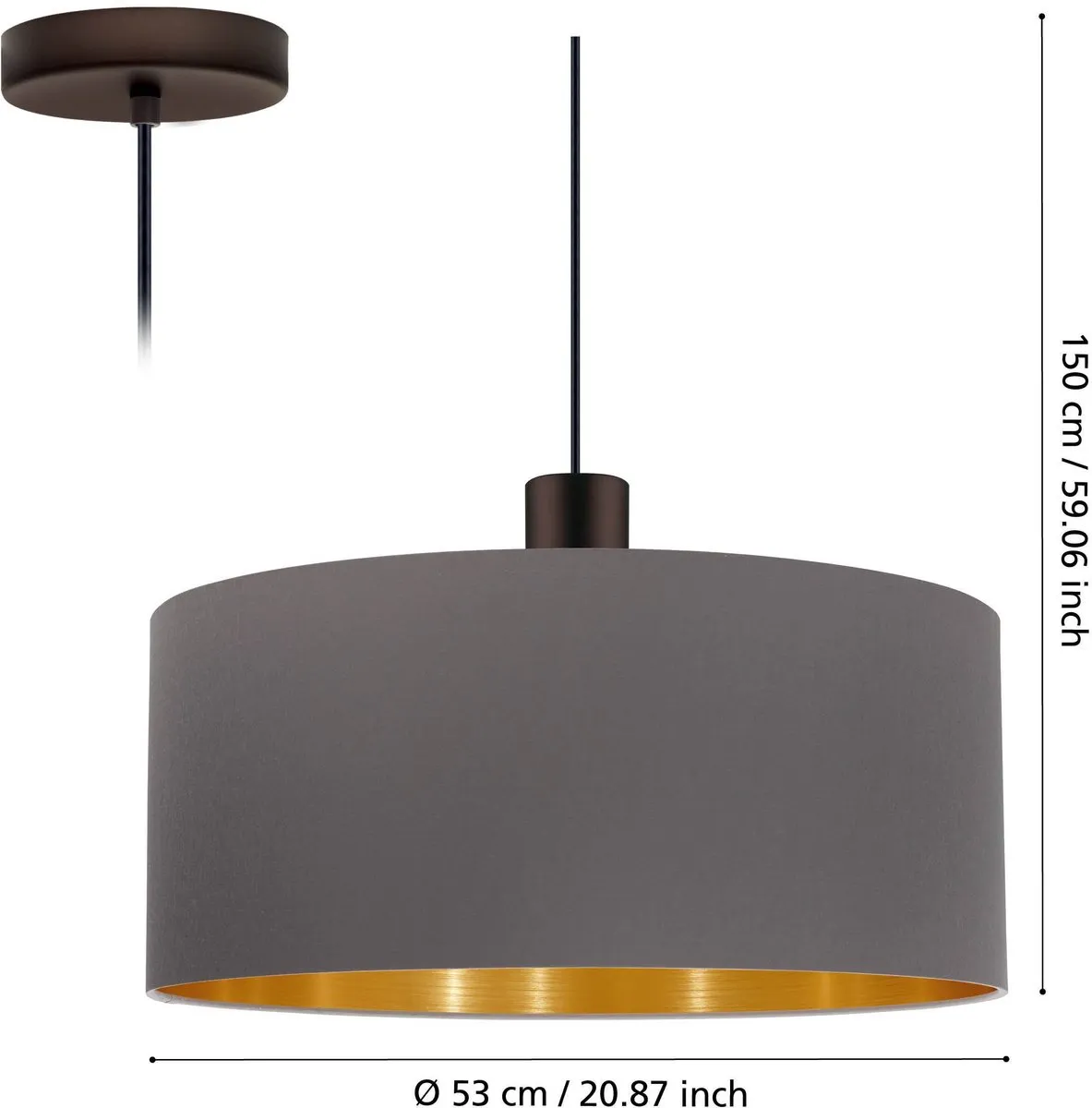 Eglo Concessa 1 Hanglamp - Ø53cm - Bruin - afbeelding 6 van 6