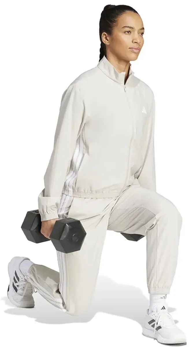 Adidas Train Essentials 3 Stripes Woven Warm Up Sweatshirt - L - Beige