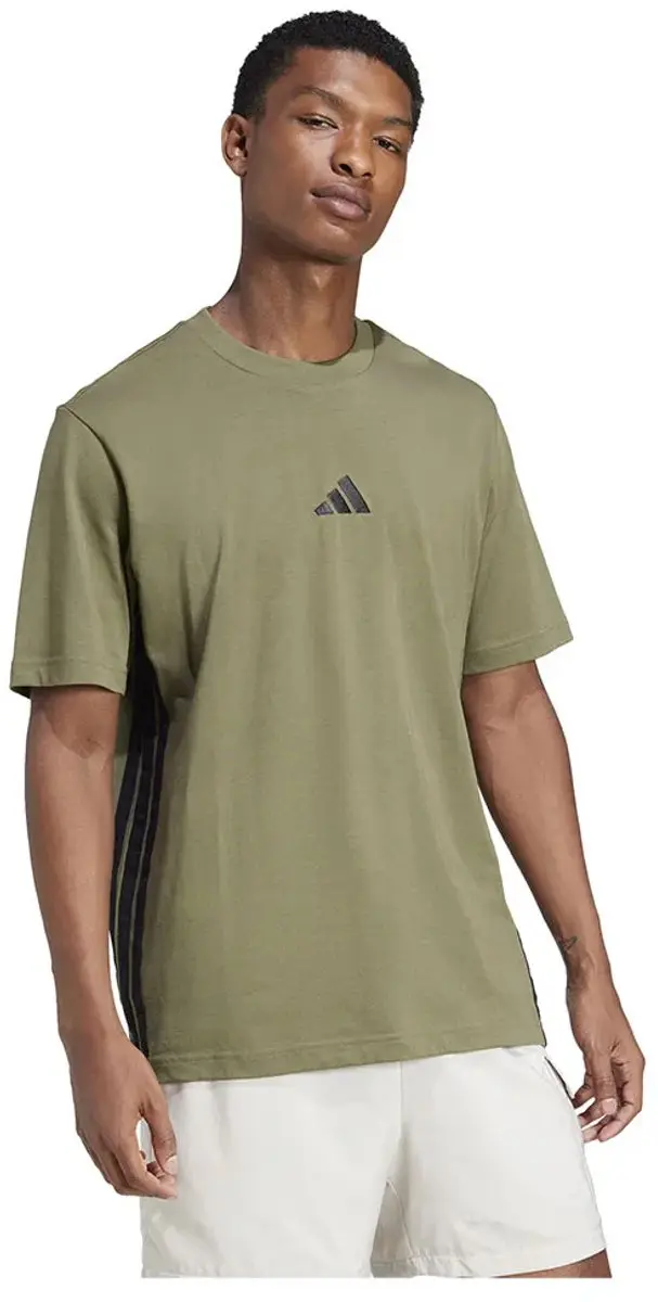 Adidas Essentials 3 Stripes T-shirt - Olive Strata - XL