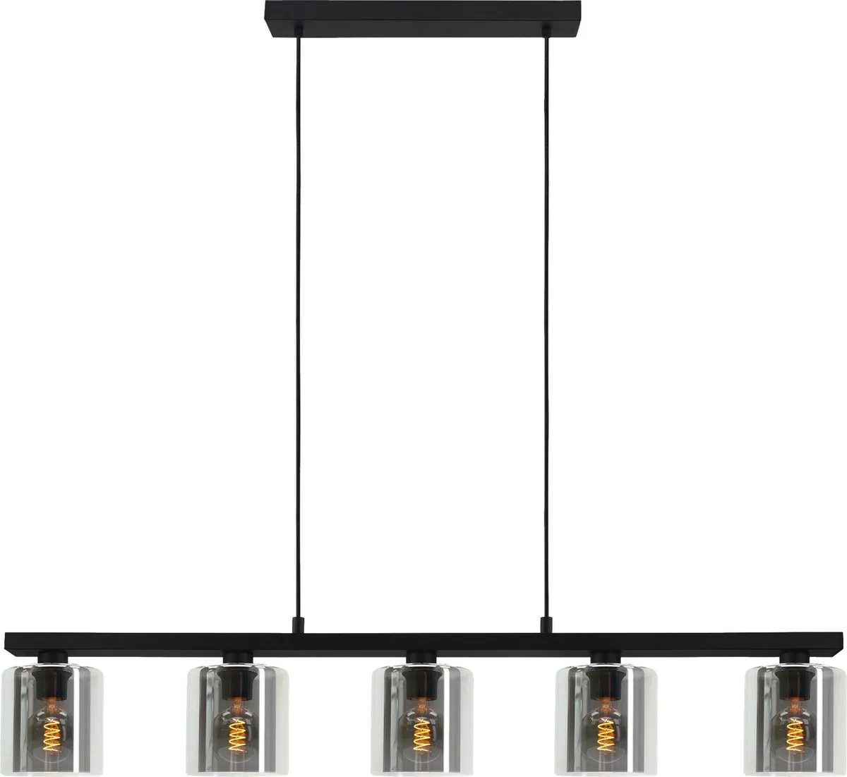 EGLO Cadley Hanglamp | E27 | 121 cm | Rookglas - Smoke glas | Zwart