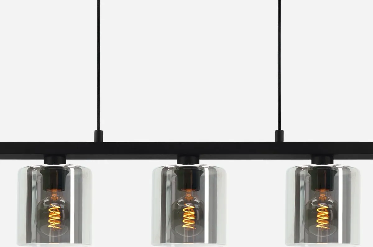 EGLO Cadley Hanglamp | E27 | 121 cm | Rookglas - Smoke glas | Zwart