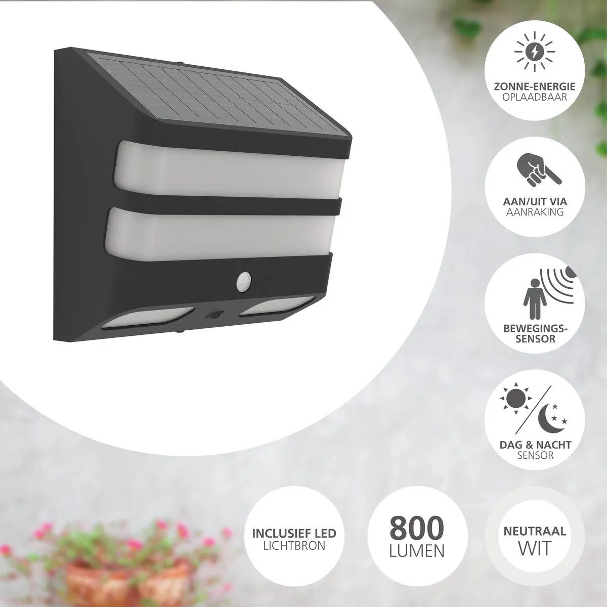 Eglo Stiappa Solar Wandlamp - Zwart/Wit