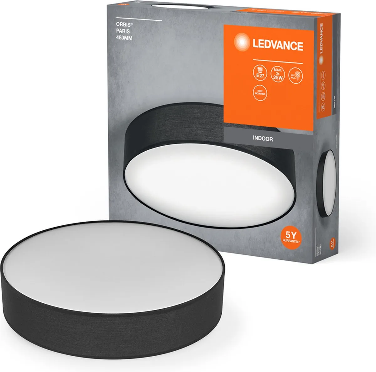 LEDVANCE Orbis Paris Plafondlamp 480mm - 2x E14 - Zwart