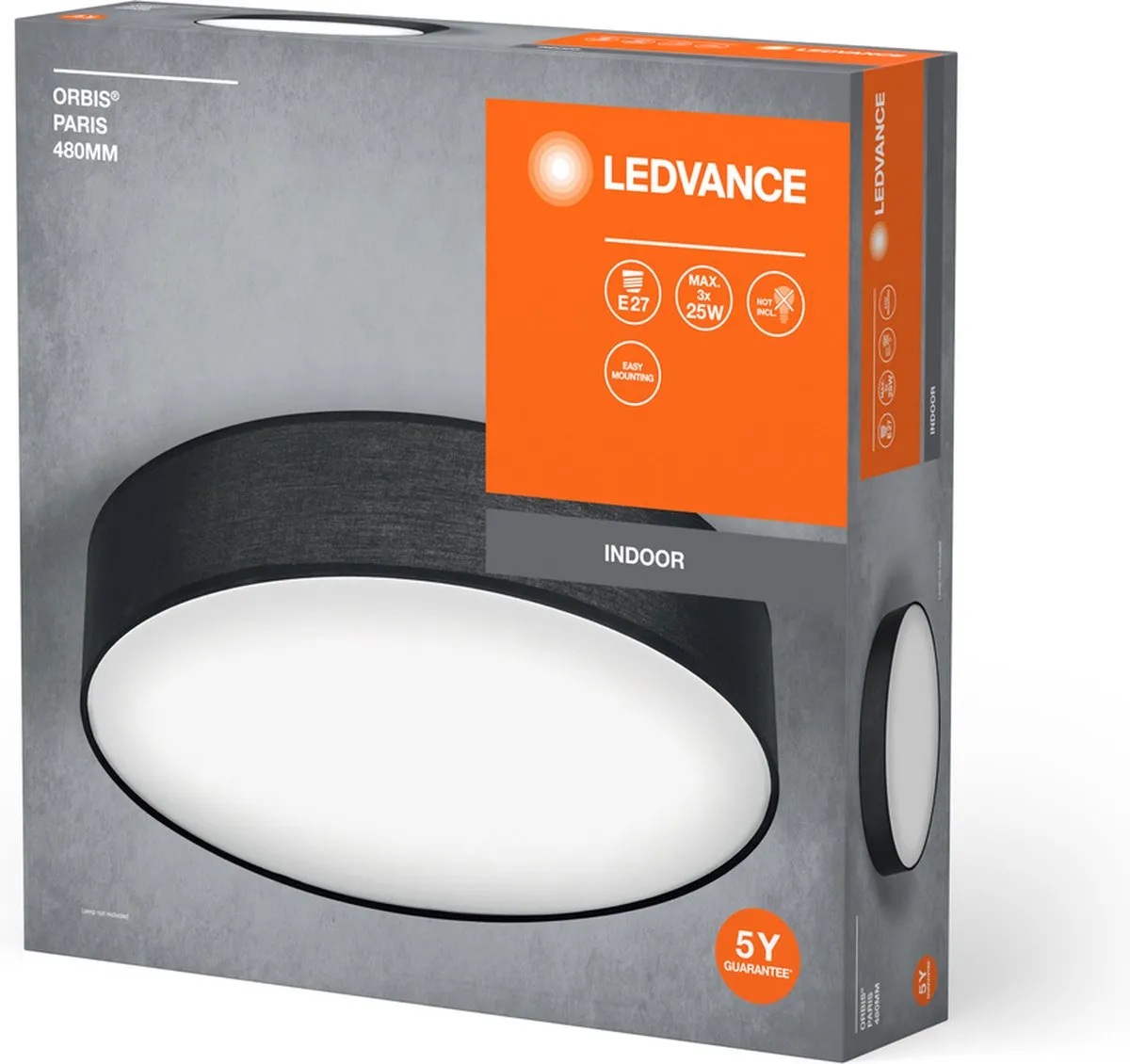 LEDVANCE Orbis Paris Plafondlamp 480mm - 2x E14 - Zwart