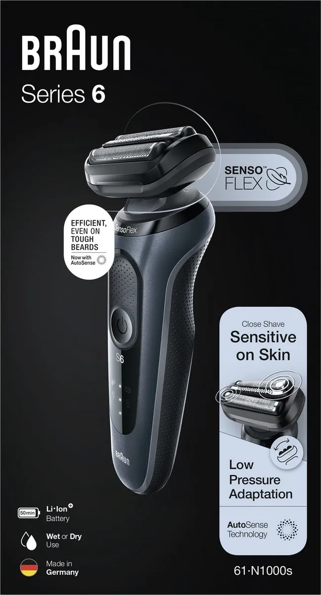 Braun Series 6 61-N1000s Scheerapparaat - Droog & Nat - 3 Mesjes - Zwart - afbeelding 6 van 6