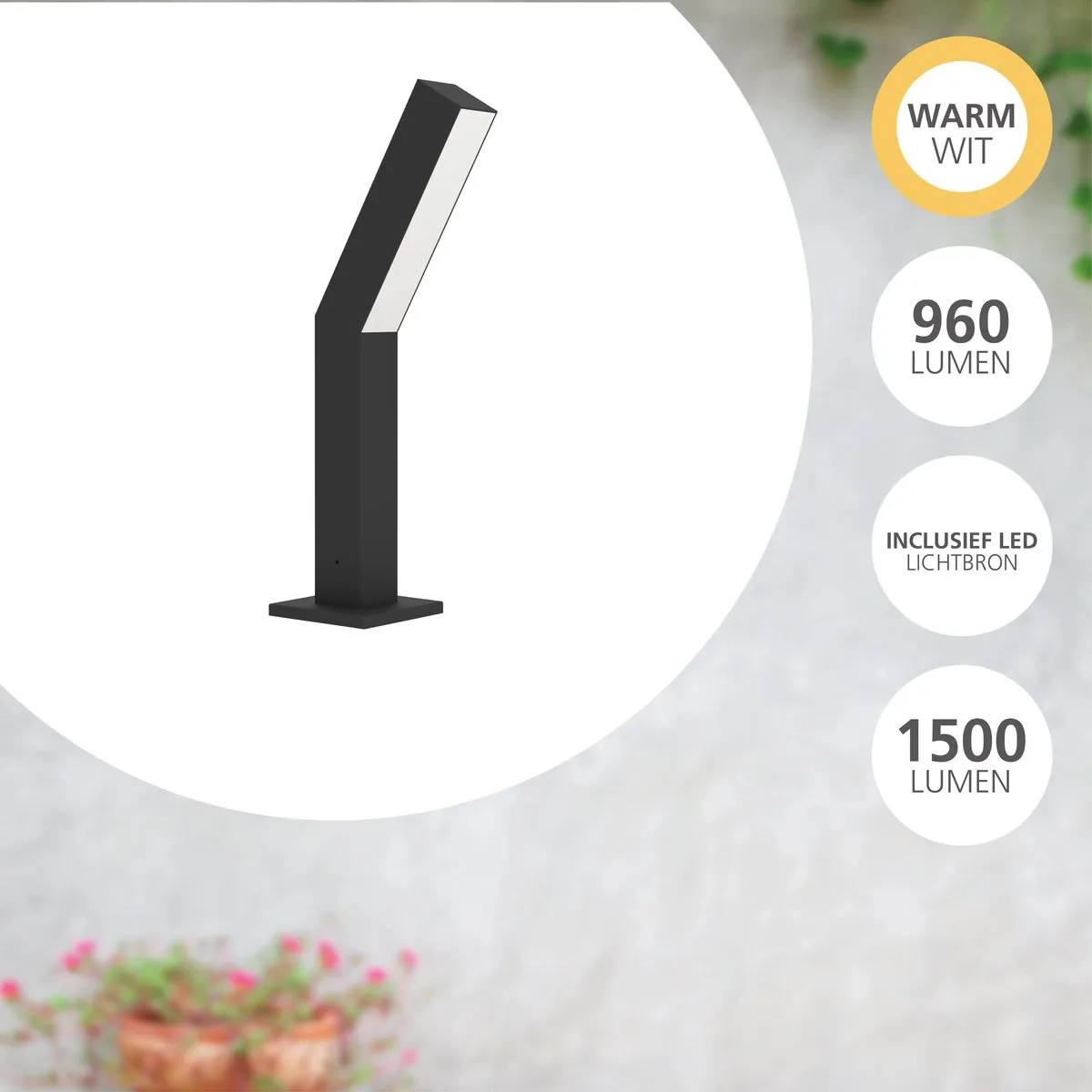 Eglo Ugento Sokkellamp LED - 2 Lichtpunten - 3000K - Zwart/Wit