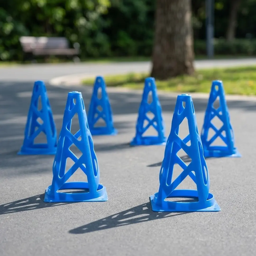 NUVEX Blauwe Windbestendige Sportkegels 23cm - 10 Stuks