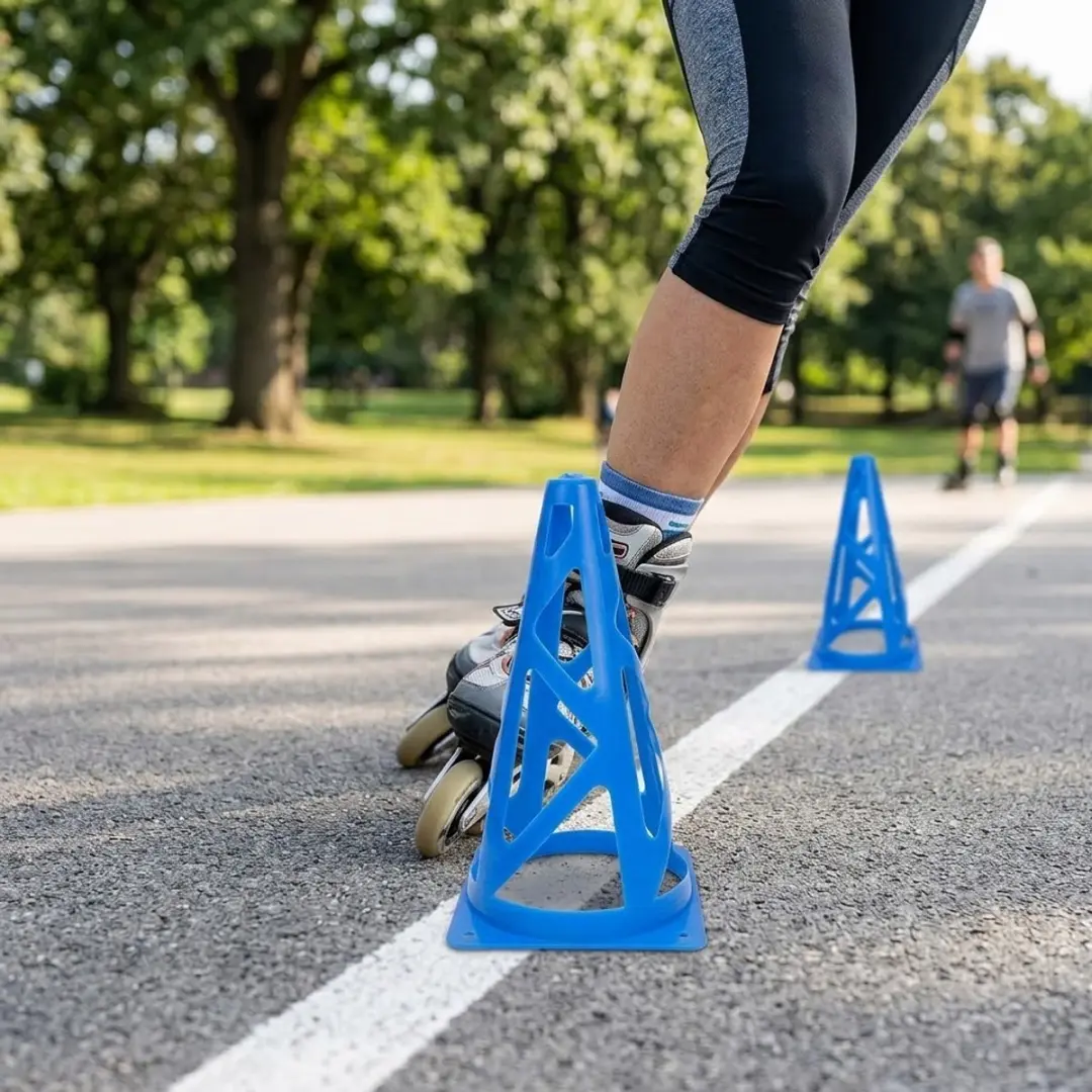 NUVEX Blauwe Windbestendige Sportkegels 23cm - 10 Stuks