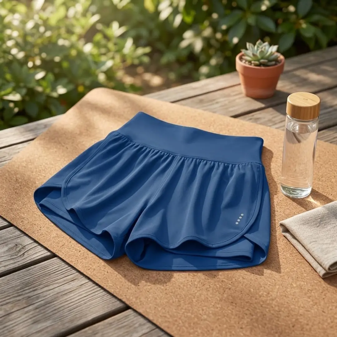 NuveX Koningsblauw Yoga Shorts Hoge Taille - Maat L